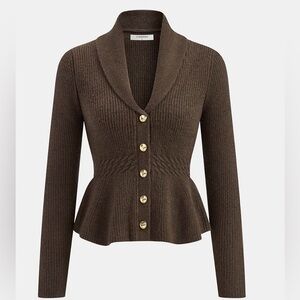 Shawl Collar Peplum Knit Cardigan